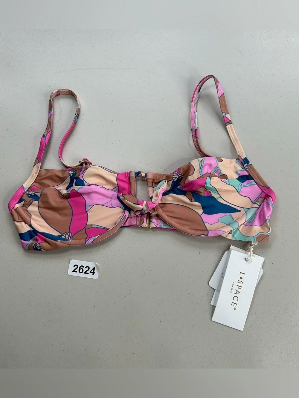 L*Space Eco Chic Rose Bikini Top Women's Size Small Sundazed Floral Swim